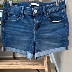 Dark Wash Denim Roll-Hem Women's Shorts